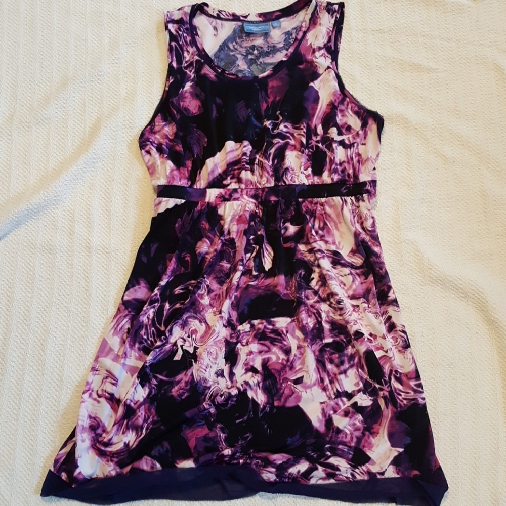 Exquisite purple abstract swirl print dress